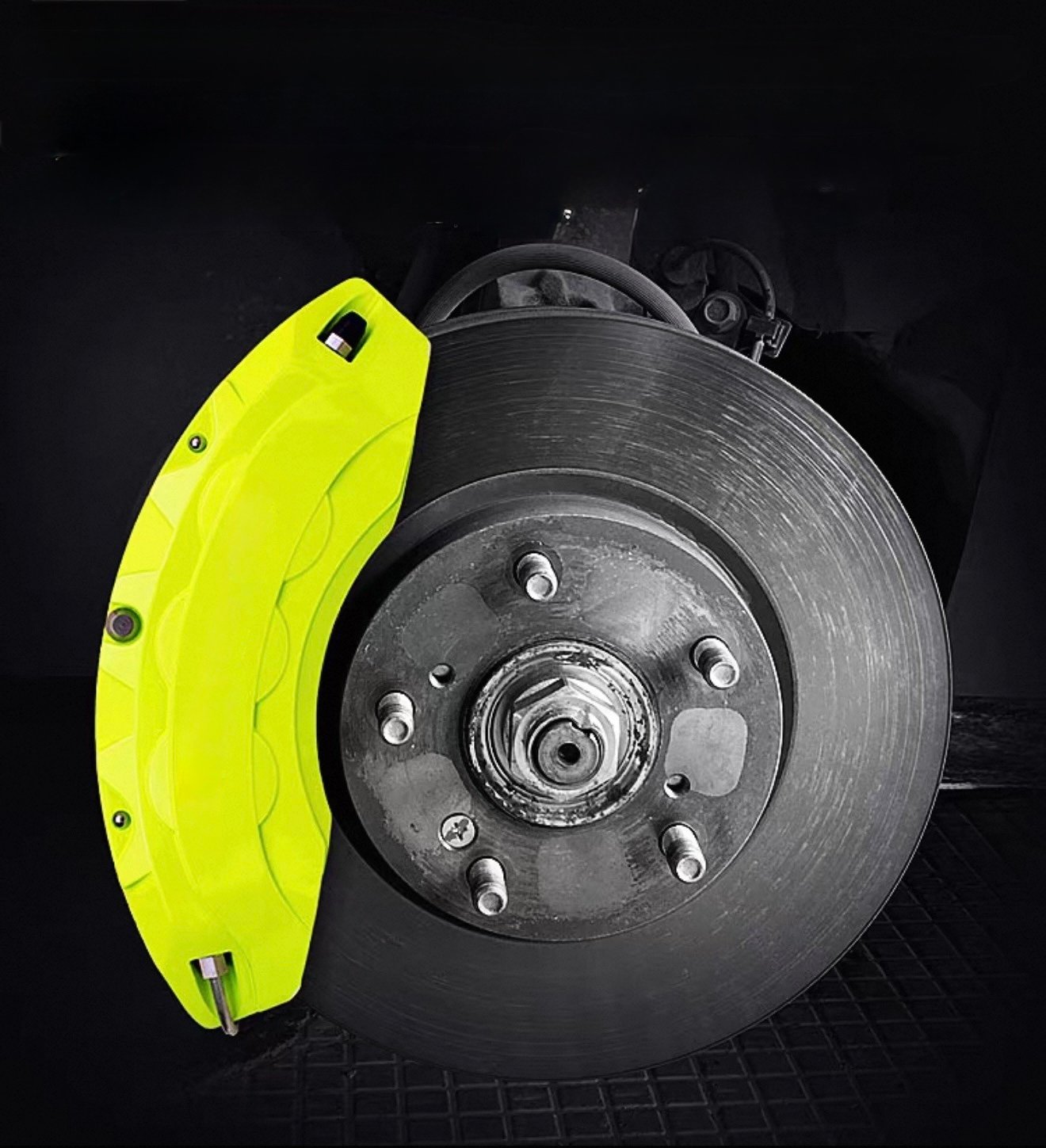 Installed decorative brake caliper cover on wheel